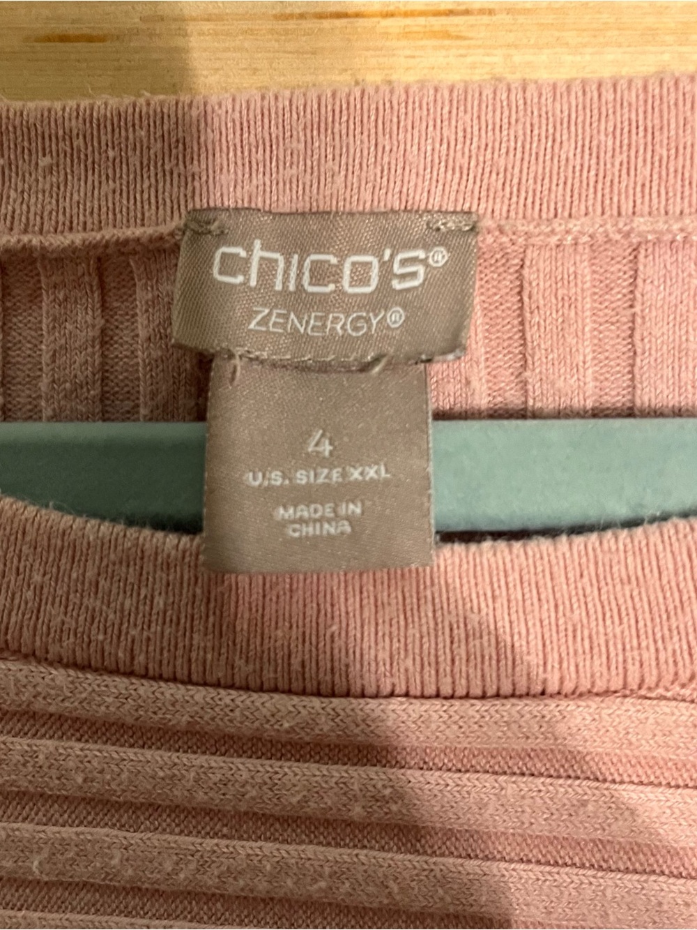 Chico’s Zenergy Ribbed Knit Sweater Dusty Pink Oversized Women’s XXL Size 4 - Picture 4 of 4